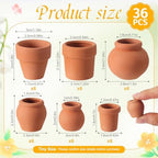 Maxdot 36 Pcs Small Terracotta Pot Tiny Clay Pots Bulk, 1.34 Inch, 6 Style - Image 2