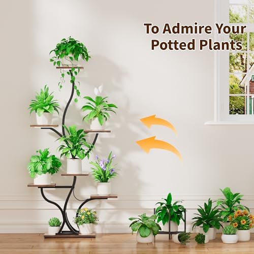 JUSTOGO 7 Tier Plant Stand with Grow Lights, Tall Indoor Plant Shelf - Image 4
