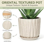 7.5 Inch Ceramic Planter Pot with Saucer Drainage Leak-Proof Mesh,Flower Pots for Indoor Plants with Gardening Gloves,Ceramic Planter (Silk White) - Image 3