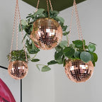 Bubblegum Stuff - Rose Gold Disco Ball Hanging Planter - Hanging Basket for Indoor Plants, Rose Gold Chain, Rose Gold Rim, Herb Planter, Hanging Plant - Hanging Plant Pots - Room Decor 6 inch, BG2440 - Image 6