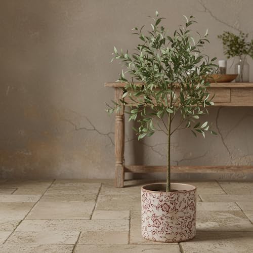 7.7" Planters For Indoor Outdoor Plants, Rustic Pots For Plants, Vintage Plant Pots Indoor, Tuscan Indoor Tree Pot, house decor, gardening gifts for women, Red Flower Pot Outdoor For Garden, Large - Image 3
