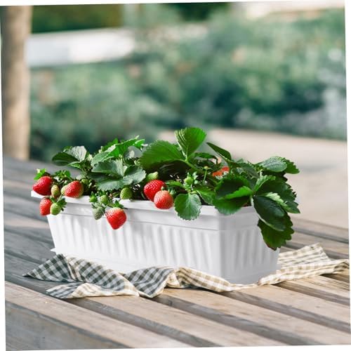 DOITOOL 2pcs Rectangular Plastic with Saucers Versatile Pots for Indoor and Outdoor Use Ideal for Vegetables and Flowers for Windowsills Patios and Gardens - Image 3