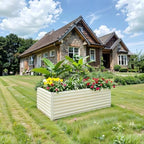 Raised Garden Bed 6x3x2ft, Galvanized Raised Garden Beds Outdoor for Vegetables Flowers Herbs, Steel Large Deep Planter Box, Tall Raised Garden Bed with 3ftx30ft Weed Barrier Fabric and Glove, Beige - Image 2