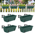 4 Pack Deck Railing Planter 17'' Balcony Fence Planters for Railing Hanging by smusei
