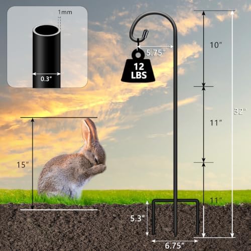Gtongoko 32 Inch Shepherd Hooks for Outdoor 4 Pack, Adjustable Garden Hooks for Hanging Plants, Lanterns, Solar Lights, Mason Jars & Wedding Decor, Matte Black Decorative Shepherd’s Hooks - Image 3