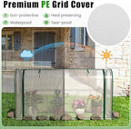 GIANTEX Raised Garden Bed with Cover, Wood Elevated Planter Box with Legs & Mini Greenhouse, Waterproof Sun-Protective PE Green House Cover, Outdoor Use for Fruit Vegetable Flower Herb (White+Gray) - Image 6