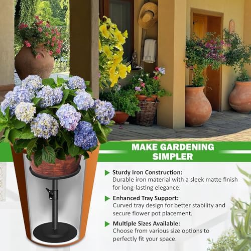 Adjustable Pure Iron Planter Inserts, 7-25” Plant Risers for Inside Pots, Planter Fillers for Large Pots, Indoor & Outdoor Insert with 8-10” Top & 6-10” Base (10 wide top. 10wide base) - Image 2