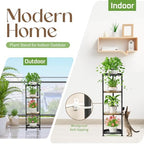 iDavosic.ly 4 Tier Corner Metal Plant Stand Indoor, 45 In Tall, Black Brown - Image 4