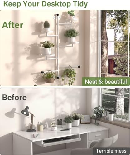 4-Tier Window Plant Shelves, 160° Rotating Indoor Wall Mounted Plant Holder Shelf for Haning Multiple Plants, Floating Window Sill Plants Stand for Home Decor, Gift for Plant Lovers, White - Image 6