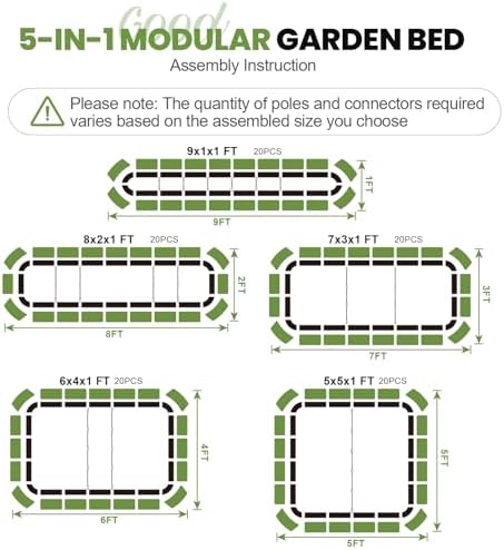 G GOOD GAIN Raised Garden Beds Outdoor, 5-in-1 Modular Metal Planter, Green - Image 2