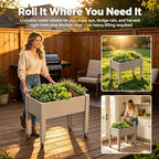 Elevated Raised Garden Bed with Wheels，74" Planter Outdoor Plants,Brown - Image 5