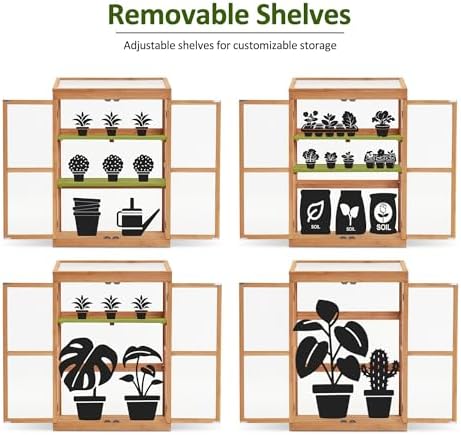 MCombo Cold Frame Greenhouse, Wooden Cabinet with Shelves, 0760 (Orange) - Image 6