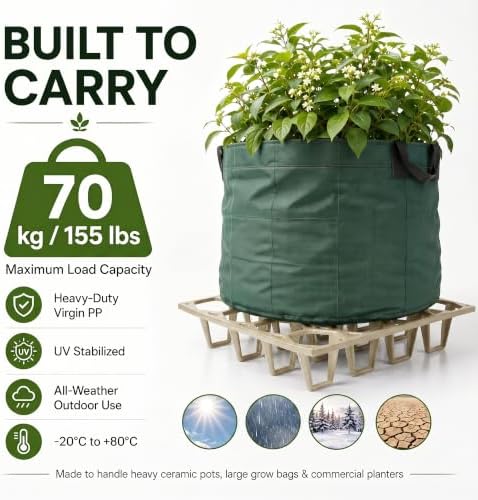 Plant Riser – Pot Spacer for Grow Bags, Planters & Containers – UV-Resistant Drainage Tray for Airflow, Root Health & Cleaner Surfaces (Standard White, 5 Pack) - Image 4