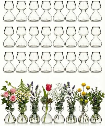 Garden Guru Plant Propagation Stations - Clear Glass Bud Vases Set of 32 - Mini Vases for Wedding Centerpieces, Cafe Décor, Tea Shop Displays - Small Hydroponic & Flower Vase by GardenGuru