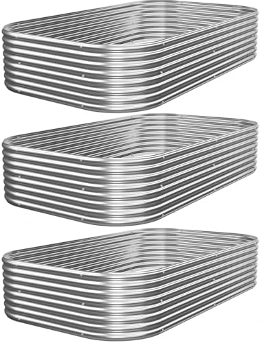 3 PCS 8x4ft Galvanized Raised Garden Bed Outdoor, Metal Garden Bed for Vegetables, Above Ground Garden Box for Flower, Steel Raised Beds for Gardening by Mostmahes