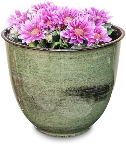 Headwind Glazed Ironstone Hamilton Collection Decorative Plant Pot – 14" Evergreen Pot – Lightweight & Durable with Drainage Flower Pots for Indoor Plants & Outdoor Planter Use by Robert Allen by Headwind