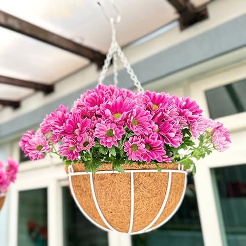 LaLaGreen Large Hanging Baskets (14 in, 4 Pack) White Metal Coco Liner Pots by L%C3%A1L%C3%A1Green