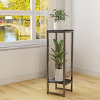 37.4" Tall Plant Stands indoor, 2-Tier Modern Corner Plant Stand Shelves, Square Plant Tables Pedestal Stand for Living Room, Metal Single Plant holder for Indoor Plants - Image 5