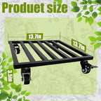 14x 14 inches Plant Caddy with Wheels Upgraded Lockable Heavy Duty Trolley Suitable for Indoor Outdoor Large Plant Pots Parasol Stands and Bases or Plant Stand Metal Square Black - Image 2