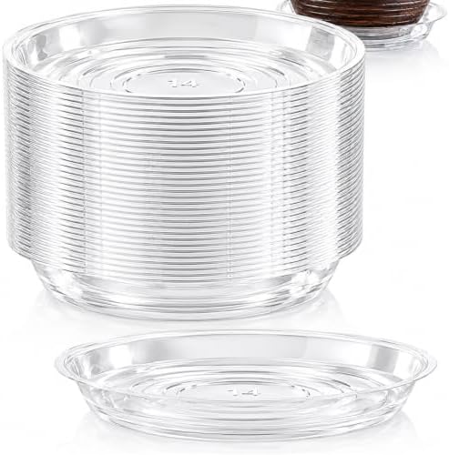 40 Pack 14 Inch Plant Saucer Clear Plant Saucers for Outdoors Plants Drip Trays Extra Large Pot Saucer No Holes Pot Saucers Planter Trays for Indoor Plants Bulk Plastic Tray for Flower, Potted Tree by UltraOutlet