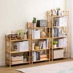 3-Tier Expandable Freestanding Open Bamboo Book Shelf - No-Tool Assembly & Modular,Bathroom Storage Shelf Unit Plant Stand for Small Space, Bedroom, Living Room, Home Office (Natural, 3-Tier WithRail) - Image 5