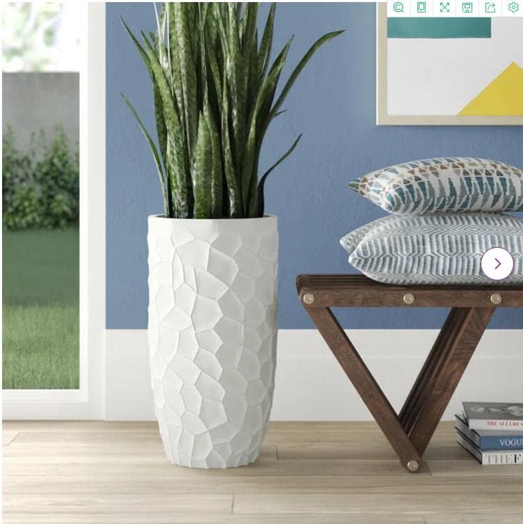 LuxenHome 22" H Concrete Tall Planter with Drainage Hole and Rubber Plug by LuxenHome