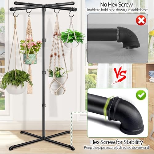 Plant Hanger Indoor, 59" Tall Hanging Plant Stand Heavy Duty Metal Indoor Plant Hanger Stand Hanging Plant Holder with 8 Hooks Hanging Planters for Indoor Plants Bedroom Living Room Balcony - Image 3