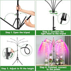 Garpsen Plant Lights for Indoor Growing, 5 Heads with Tripod, 2Pack - Image 5