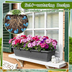 8 Pcs 24 Inch Plastic Window Boxes Planters, Gray - Image 4