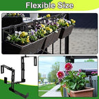 Leinuosen 12 Pcs Adjustable Window Boxes Brackets Planter Box Bracket Heavy Duty Deck Railing Hanging Flower Stand for Windowsill Garden Fence Balcony (Black) - Image 4