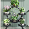 4 Tier Metal Plant Display Rack,4 Tier Tall Plant Stand with 4 Wheels Indoor Outdoor Round Flower Stand 6 Flower Pot Holder Display for Patio Garden Corner Balcony Living Roomv (Black, Six trays) by Unknown