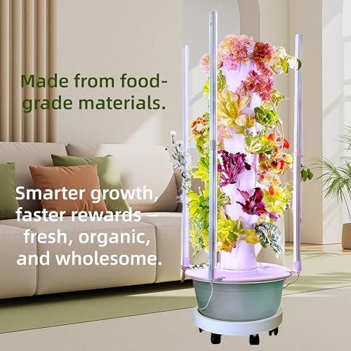 Hydroponic Garden Tower with LED Lights, 32 Pods, Auto Watering System - Image 3