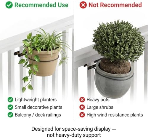 Railing Hanging Plant Pot Holder - Fits 10in Round Pots, 4-Pack - Image 4