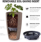 Heavy-Duty Plastic Plant Pots For Outdoor, Wooden Grain Finish Large Indoor Planter For Succulent,Roses,African,Violets,Pothos,Snake Plants,Flowers and Cactus Garden Decorations Planters Gift Choose - Image 3
