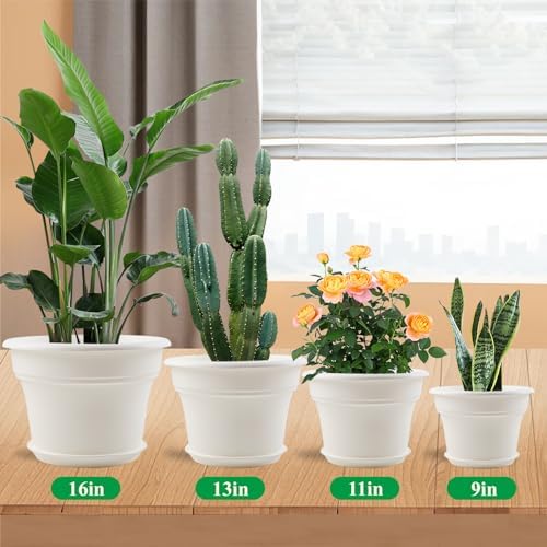 Pottiffe Plant-Pots-Planters-Indoor-Outdoor, 16 inch 4 Pack White - Image 2