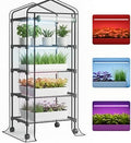 Mini Indoor Greenhouse with Grow Light - Portable Outdoor for Plants Green House Cabinet with Wheels, Tent Cover, 4 LED Lights with Dimmable 3 Color 36W, 4 Tier Gardening Shelves by MKcreatorem