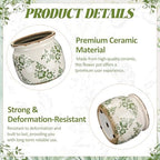 5.9'' Vintage Ceramic Planter, Ice Crack Glaze Green Ditsy Floral - Image 3