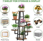 LITTLE TREE 7 Tier Plant Stand Indoor Tall Plant Shelf Corner Plant Pots Holder Rack Flower Stand for Living Room Balcony Garden, Rustic Brown - Image 5