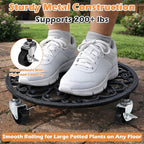 2 Pack Rolling Plant Caddy with Wheels Heavy Duty, 14 Inch Cast Iron Plant Rollers with Wheels, Roller Planter Stand on Metal Wheel Round Planter Caddies Roller Plants Stand Indoor Potted Plants Mover - Image 4