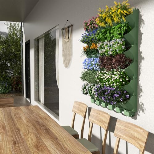 36 Pockets Self Watering Wall Mounted Vertical Planter, Wall Planter Indoor Vertical Living Green Plant Wall Easy Installation (Green with Timing System) - Image 2