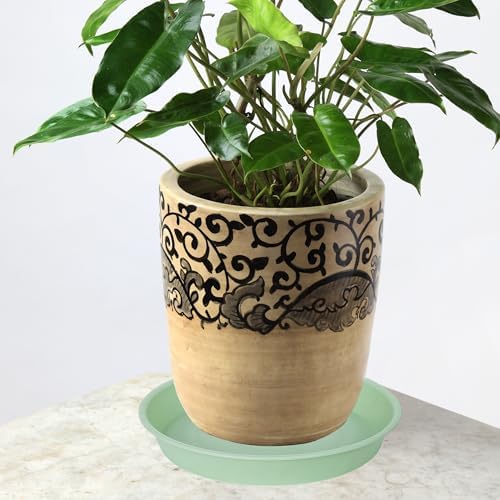 4 Pack of 14 inch Plant Saucers Bird Bath Bow Round, Plastic Plant Saucer Tray for Pots, White Planters for Indoor Plants, Plant Trays for Planter 12-15" (14", Light Green) - Image 6