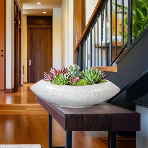 Ceramic Bonsai Tree Pot - 18 Inch Ceramic Pots for Plants, Large Succulent Planter with Drainage Hole for Indoor Outdoor, Unique Planters for Flower, Home Decor, Gardening Gifts, White-Black - Image 5