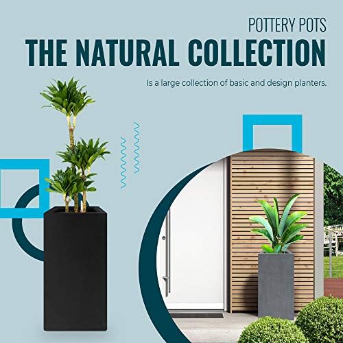 Elegant Cement Gray Tall Planter - Modern Square Flower Pot 24" H x 12" L X 12" W for Indoor Outdoor Plants - Image 3