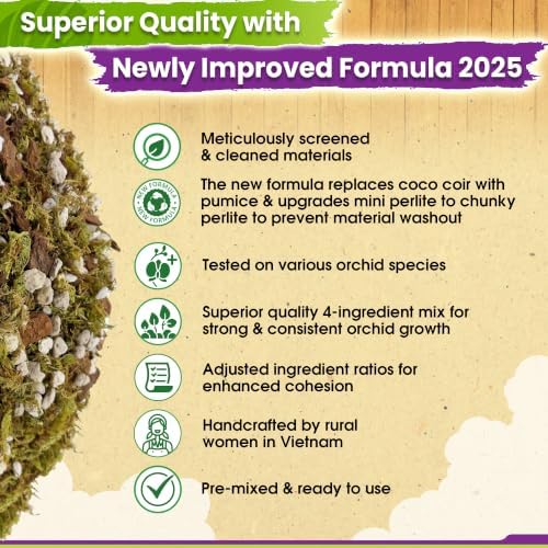 DUSPRO 4in1 Orchid Potting Mix for Repotting,Pre-Mixed & Ready to Use, 20QT - Image 4
