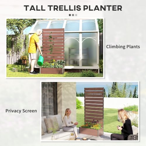 Outsunny Raised Garden Bed with Trellis, 35.75" x 15" x 70.75", Light Brown - Image 5