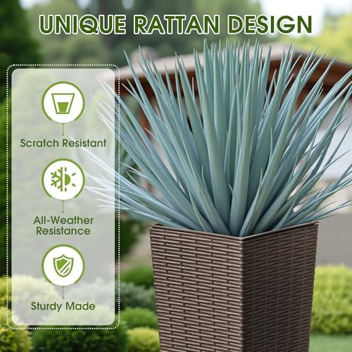 Devoko Resin 23.6'' Tall Planters, Large Taper Outdoor Planter - Image 2