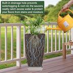 Neoaider Set of 2 Tall Planter, 21 inch Large Plastic Planter, Bluish Gray - Image 5