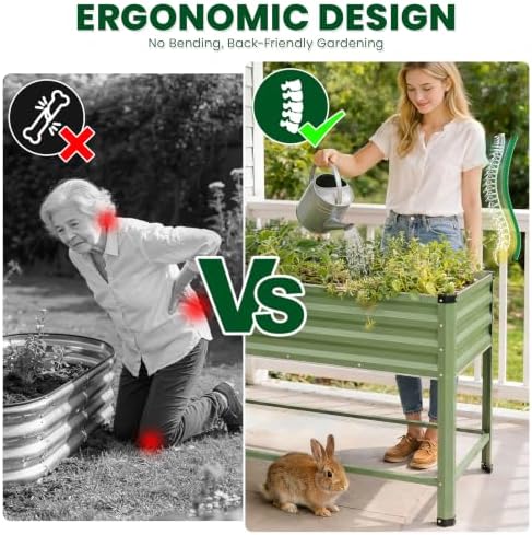 1MORE Raised Garden Bed with Leg,48×24×32in Elevated Planter Bed Green,2-Pk - Image 2