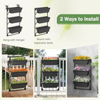 HAPPYGRILL 3-Tier Vertical Hanging Planter, Garden Wall Planter Box - Image 4