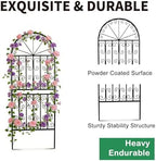 SCENDOR 59" H x 22" W Arched Metal Garden Trellis with Scrollwork, Rustproof Iron Plant Support for Climbing Roses, Clematis & Vines, Decorative Garden Screen for Lawn & Backyard 1 Pack - Image 5